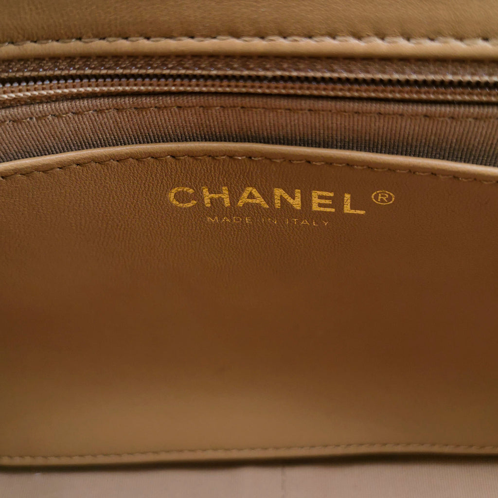 Chanel Quilted Large CC Funky Town Flap Lambskin Beige