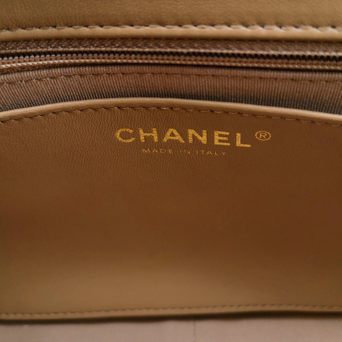 Chanel Quilted Large CC Funky Town Flap Lambskin Beige