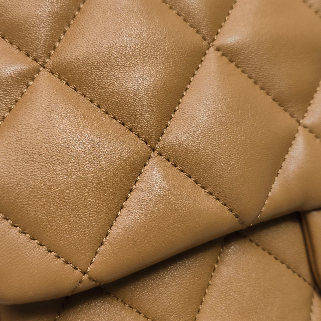 Chanel Quilted Large CC Funky Town Flap Lambskin Beige
