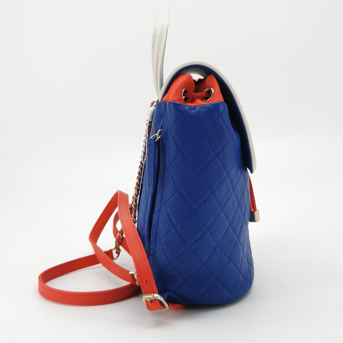 Chanel Filigree Backpack Quilted Caviar Large Blue Orange