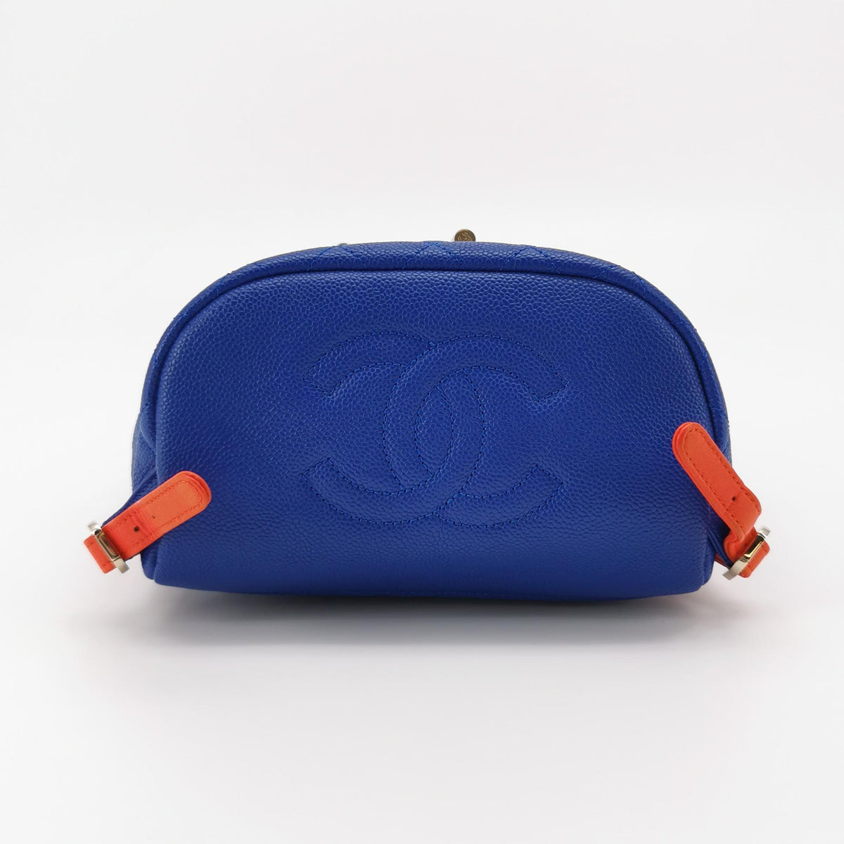 Chanel Filigree Backpack Quilted Caviar Large Blue Orange
