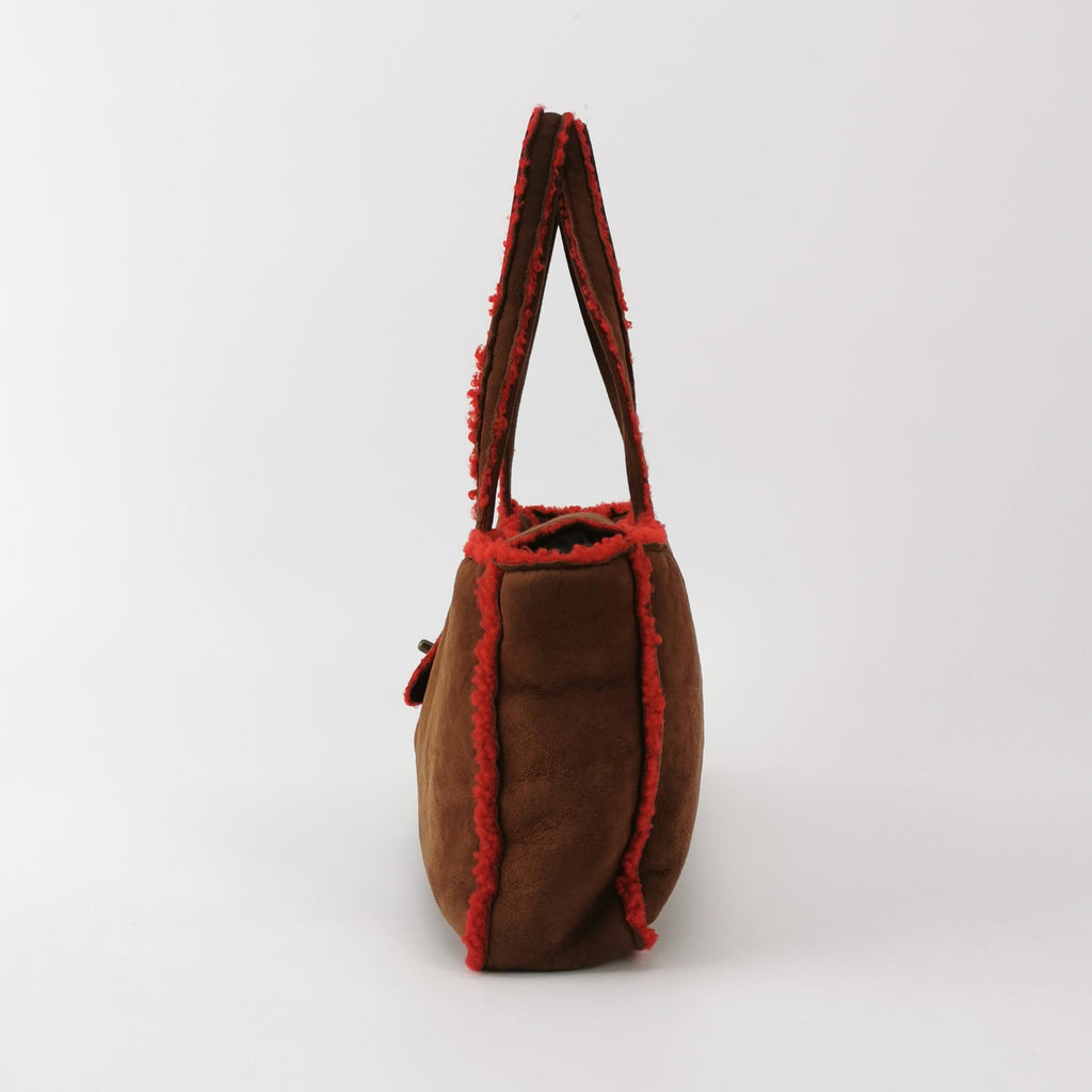 Chanel Mouton Suede Shearling East West Shoulder Bag
