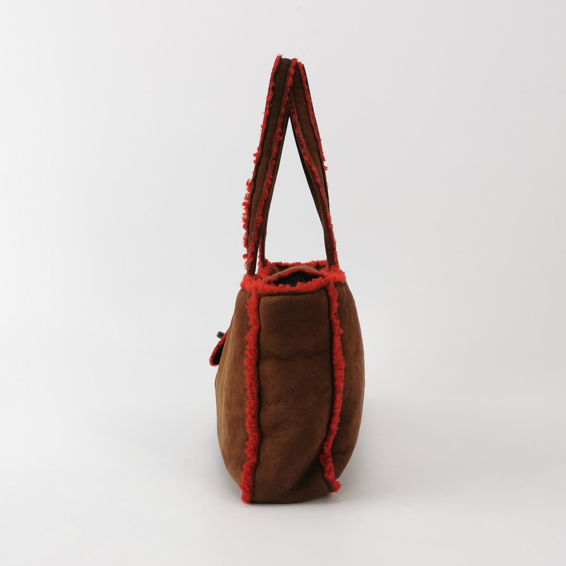 Chanel Mouton Suede Shearling East West Shoulder Bag