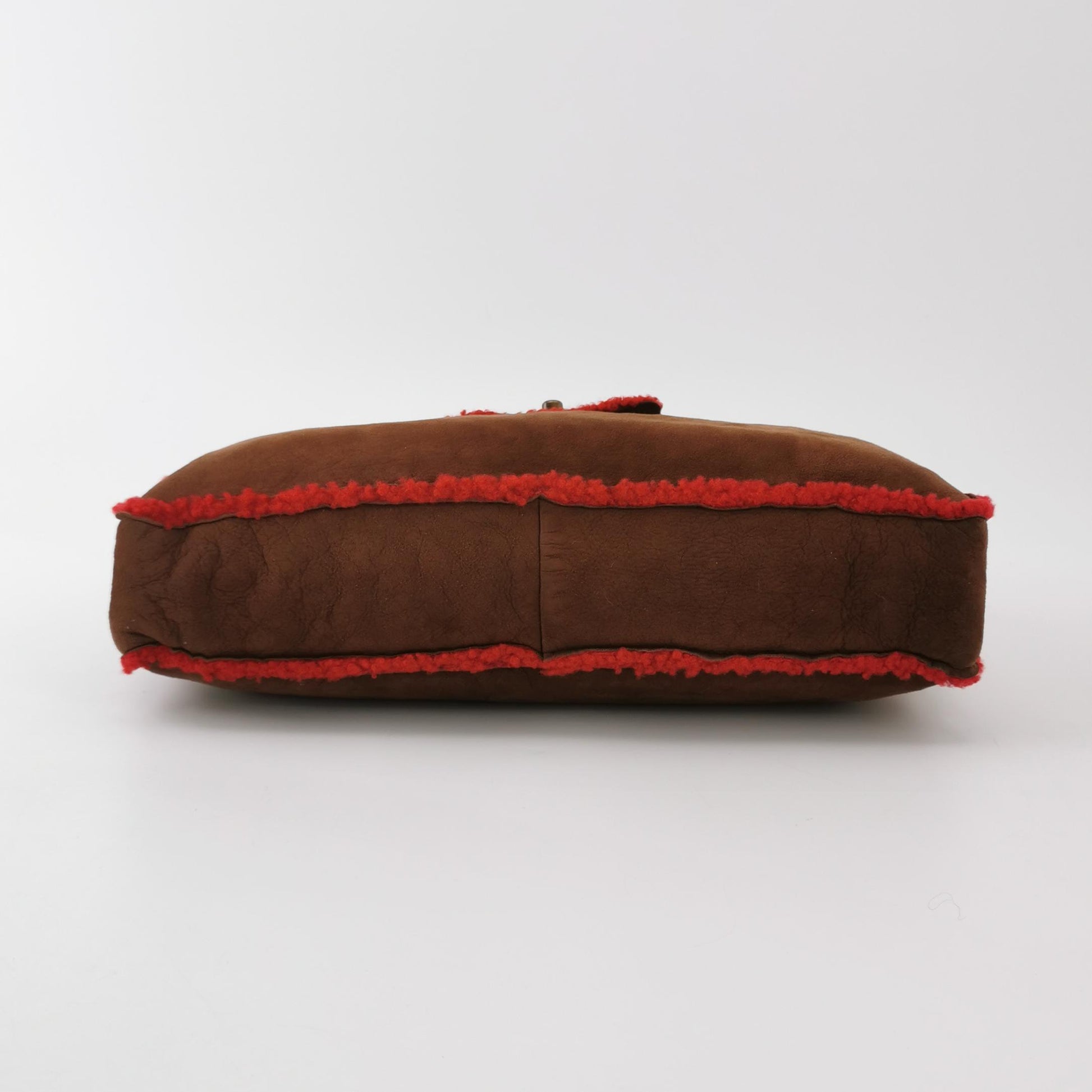 Chanel Mouton Suede Shearling East West Shoulder Bag