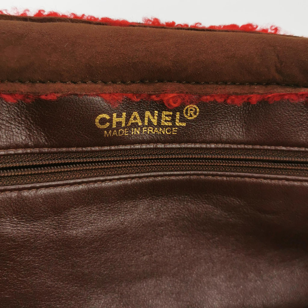 Chanel Mouton Suede Shearling East West Shoulder Bag