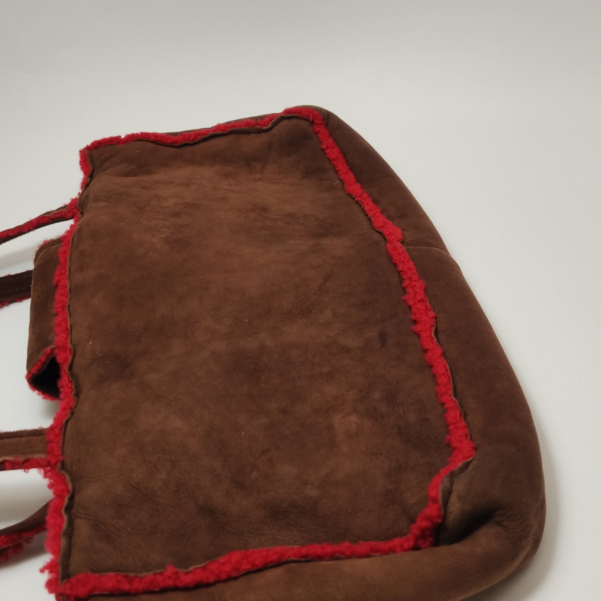 Chanel Mouton Suede Shearling East West Shoulder Bag