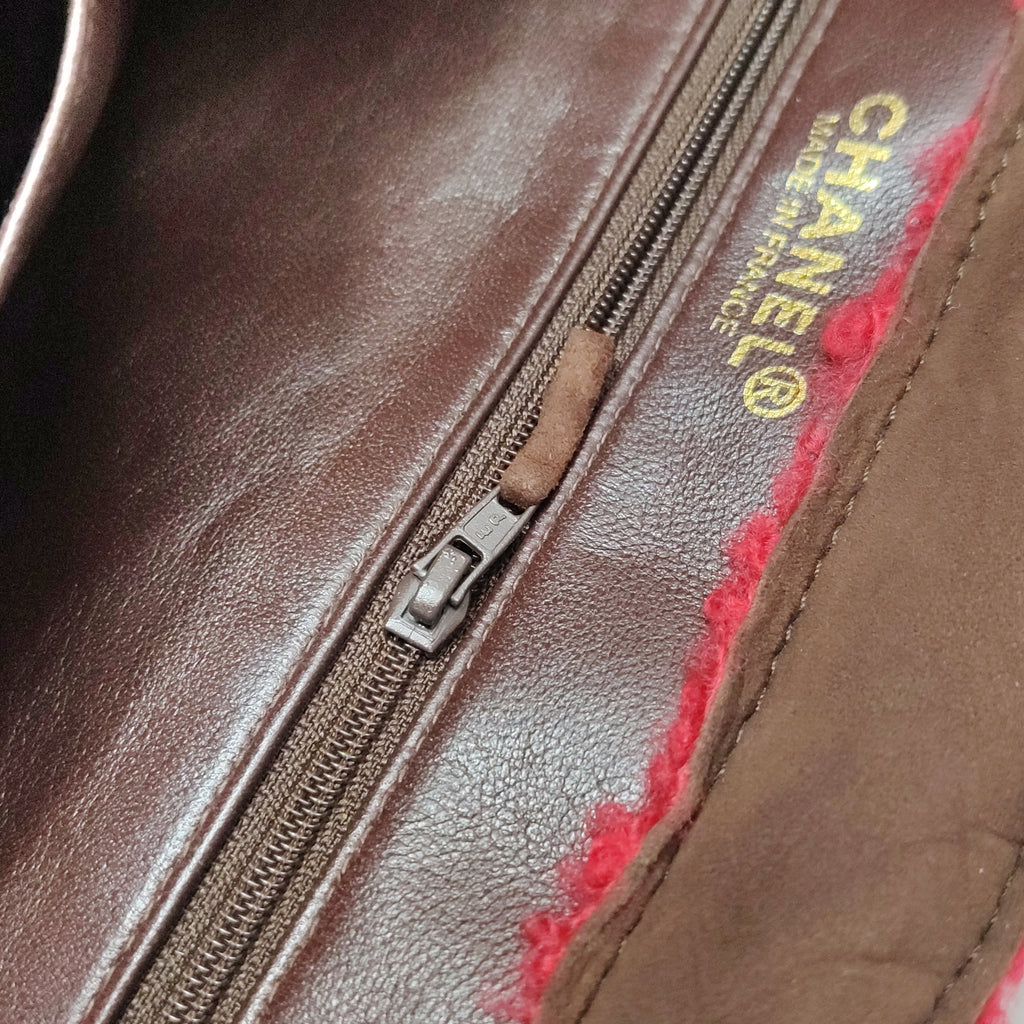 Chanel Mouton Suede Shearling East West Shoulder Bag