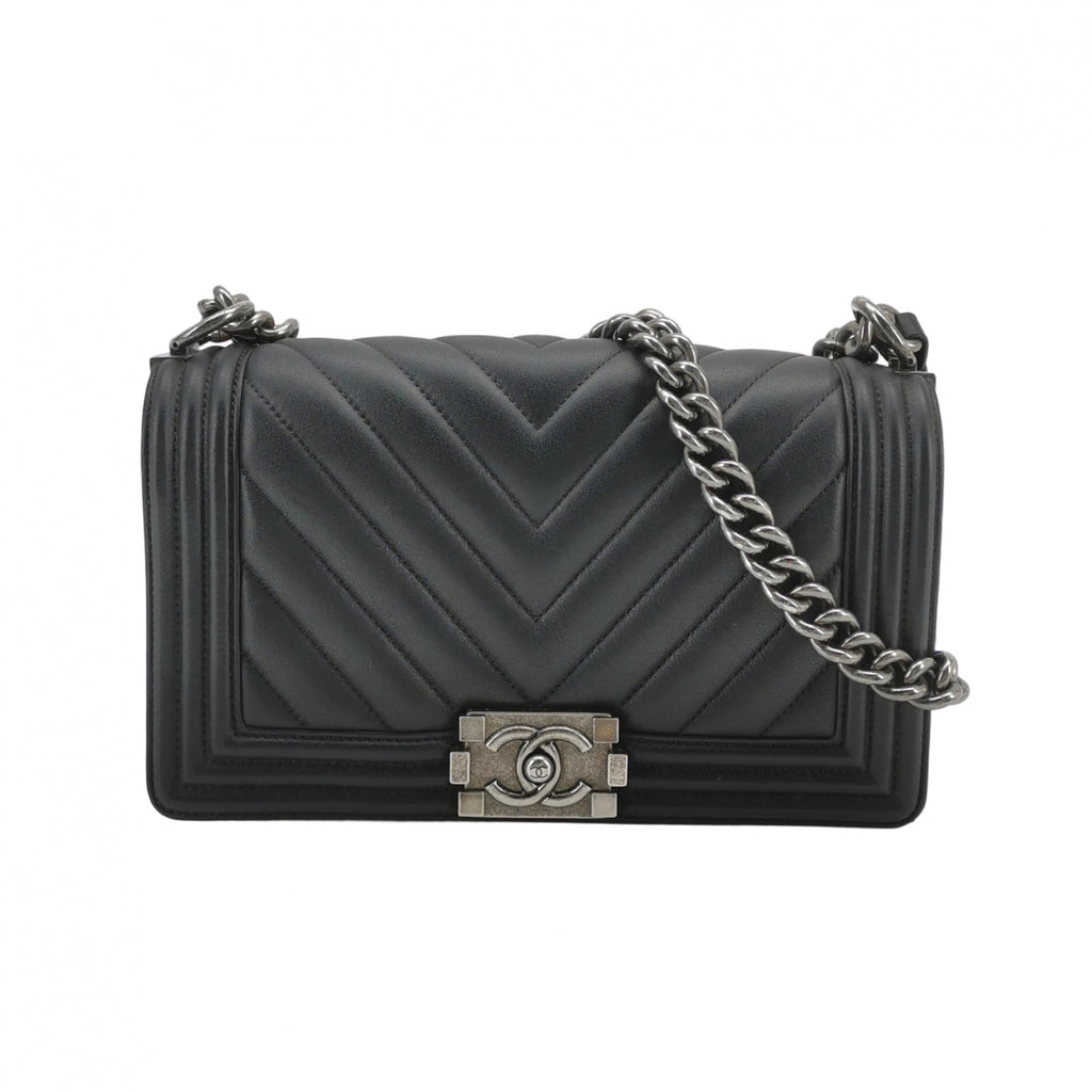 Chanel Boy Medium Chevron Black SHW