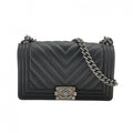 Chanel Boy Medium Chevron Black SHW