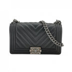 Chanel Boy Medium Chevron Black SHW
