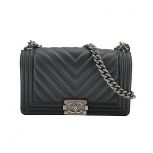 Chanel Boy Medium Chevron Black SHW