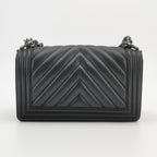 Chanel Boy Medium Chevron Black SHW
