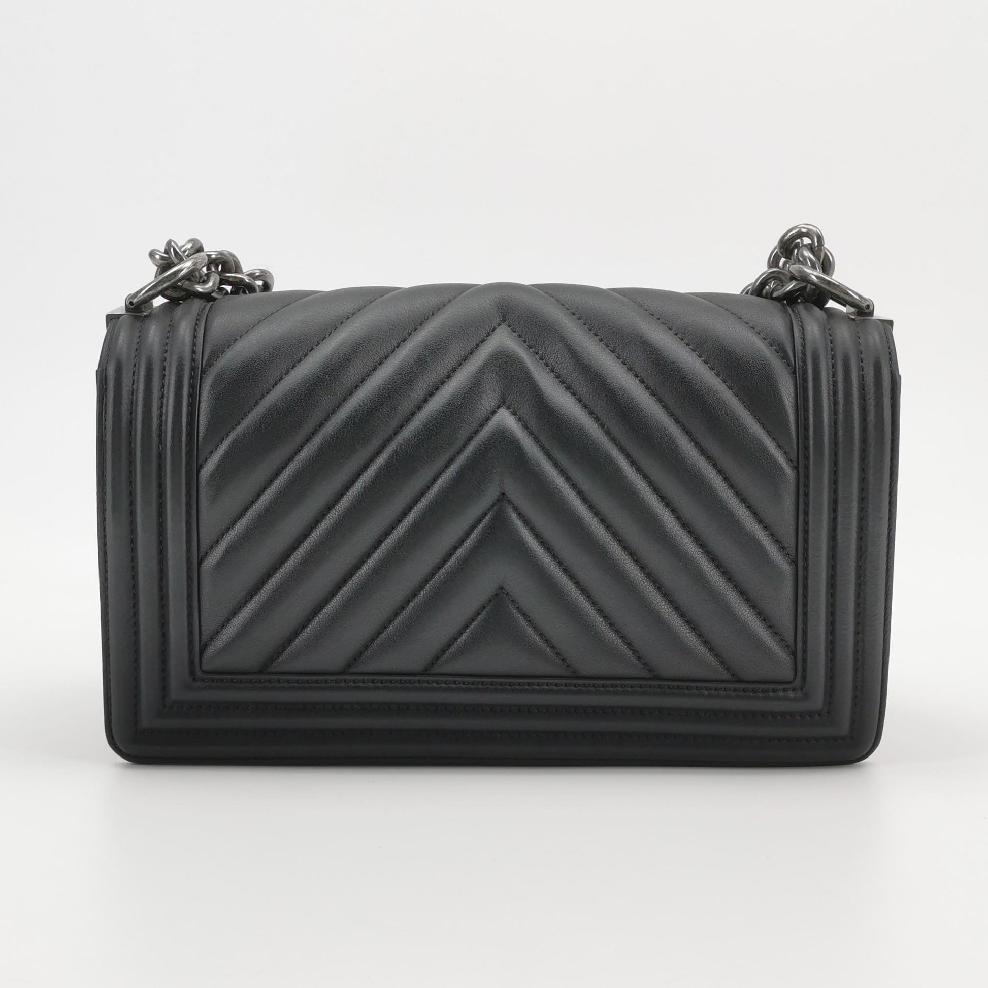 Chanel Boy Medium Chevron Black SHW
