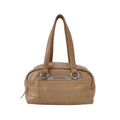Chanel Square Stitch Bowler Bag Beige Caviar