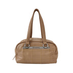 Chanel Square Stitch Bowler Bag Beige Caviar