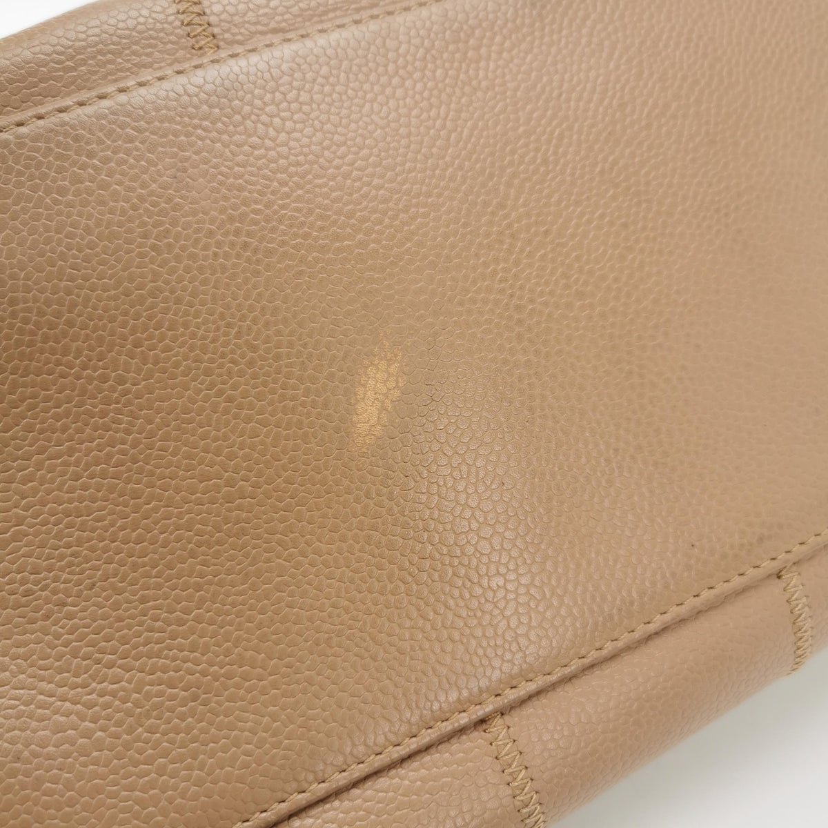 Chanel Square Stitch Bowler Bag Beige Caviar