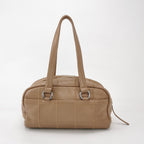 Chanel Square Stitch Bowler Bag Beige Caviar