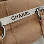 Chanel Square Stitch Bowler Bag Beige Caviar