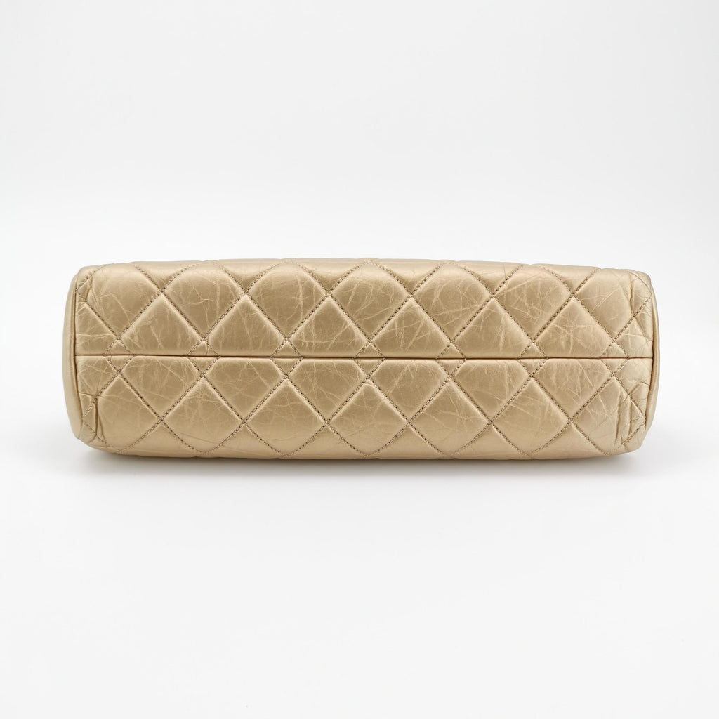 Chanel Just Mademoiselle Bowling Bag Metallic Gold Aged Calfskin