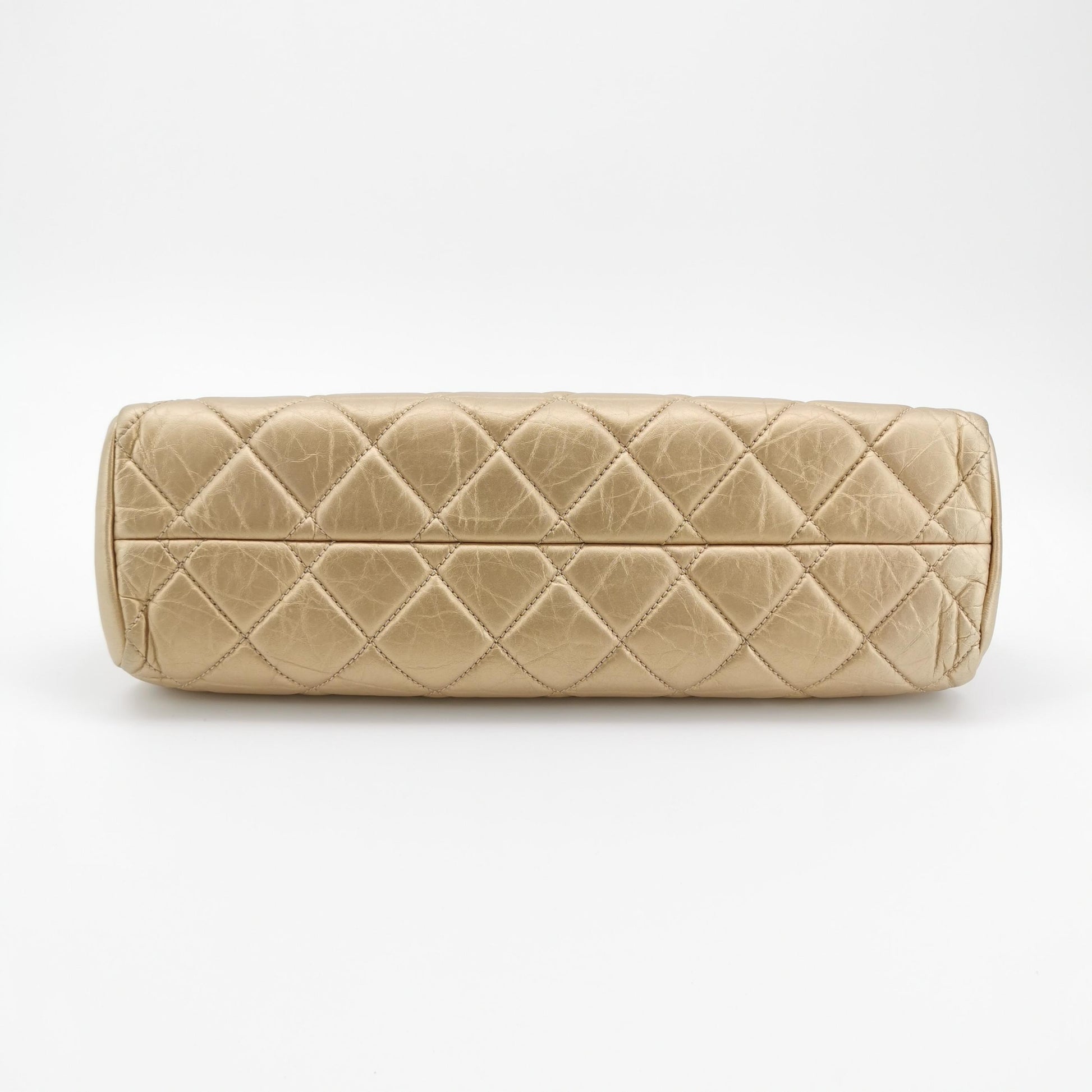 Chanel Just Mademoiselle Bowling Bag Metallic Gold Aged Calfskin