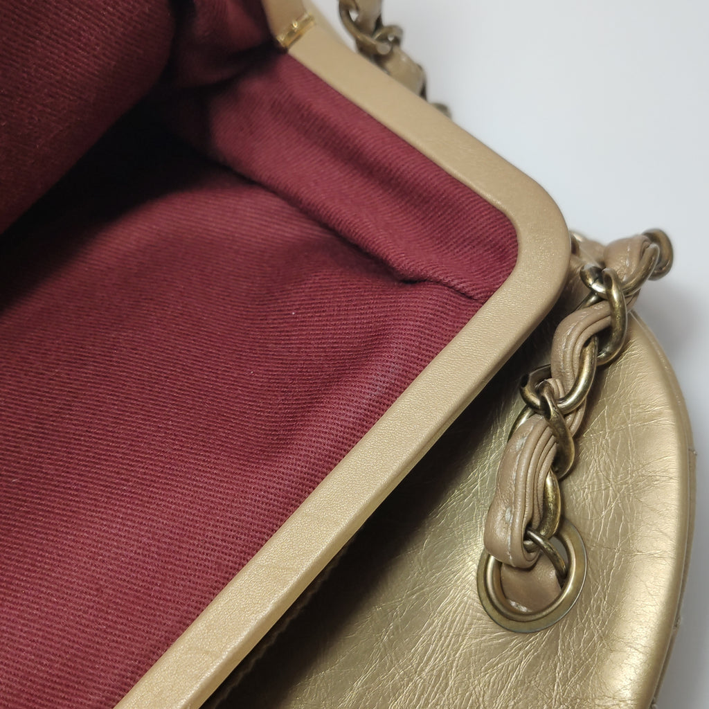 Chanel Just Mademoiselle Bowling Bag Metallic Gold Aged Calfskin