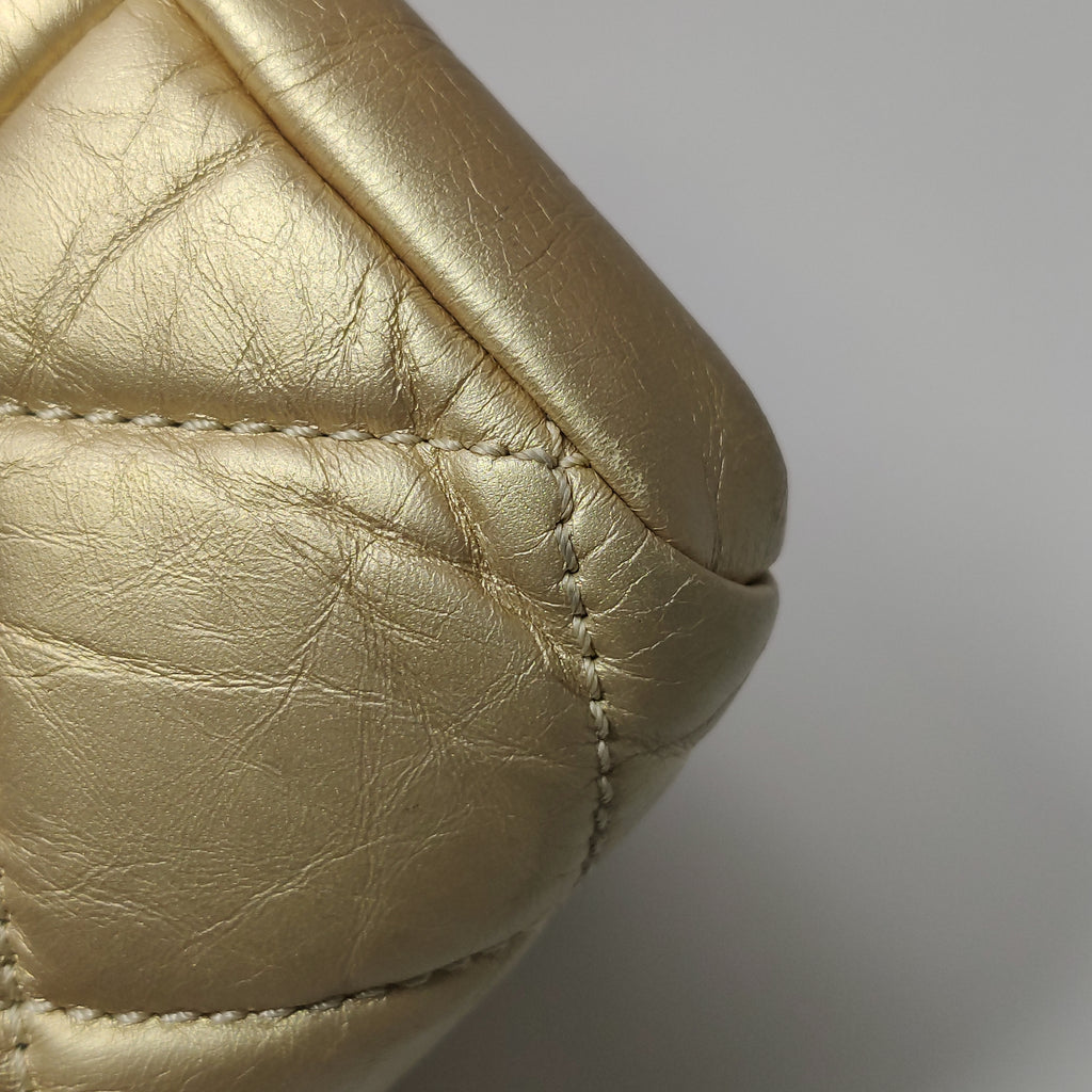 Chanel Just Mademoiselle Bowling Bag Metallic Gold Aged Calfskin