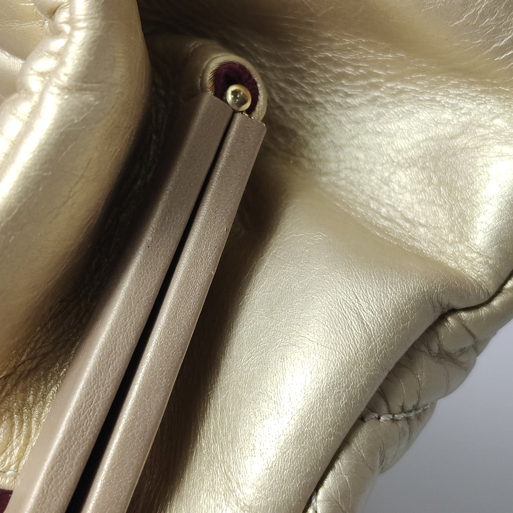 Chanel Just Mademoiselle Bowling Bag Metallic Gold Aged Calfskin