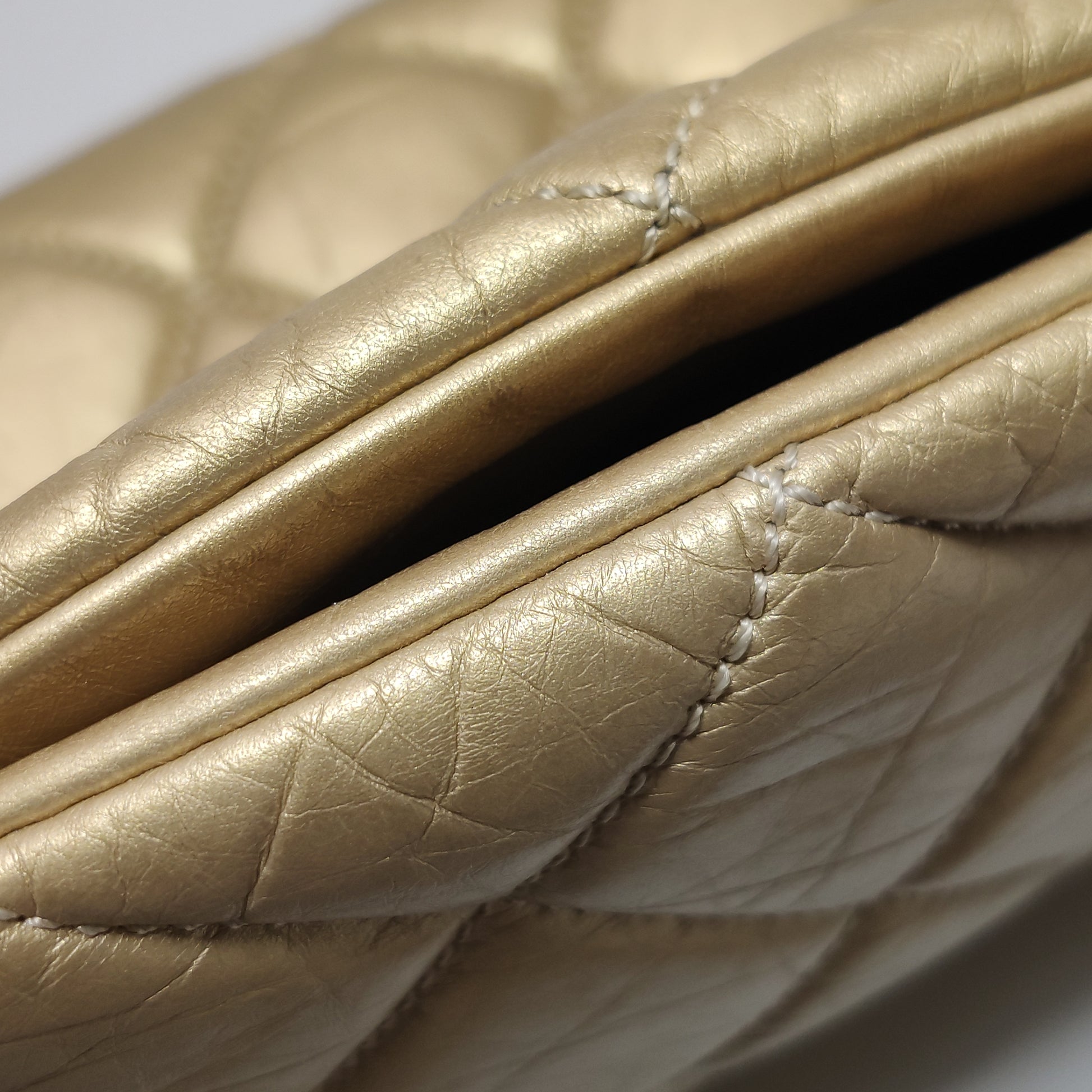 Chanel Just Mademoiselle Bowling Bag Metallic Gold Aged Calfskin