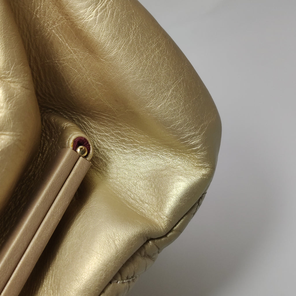 Chanel Just Mademoiselle Bowling Bag Metallic Gold Aged Calfskin