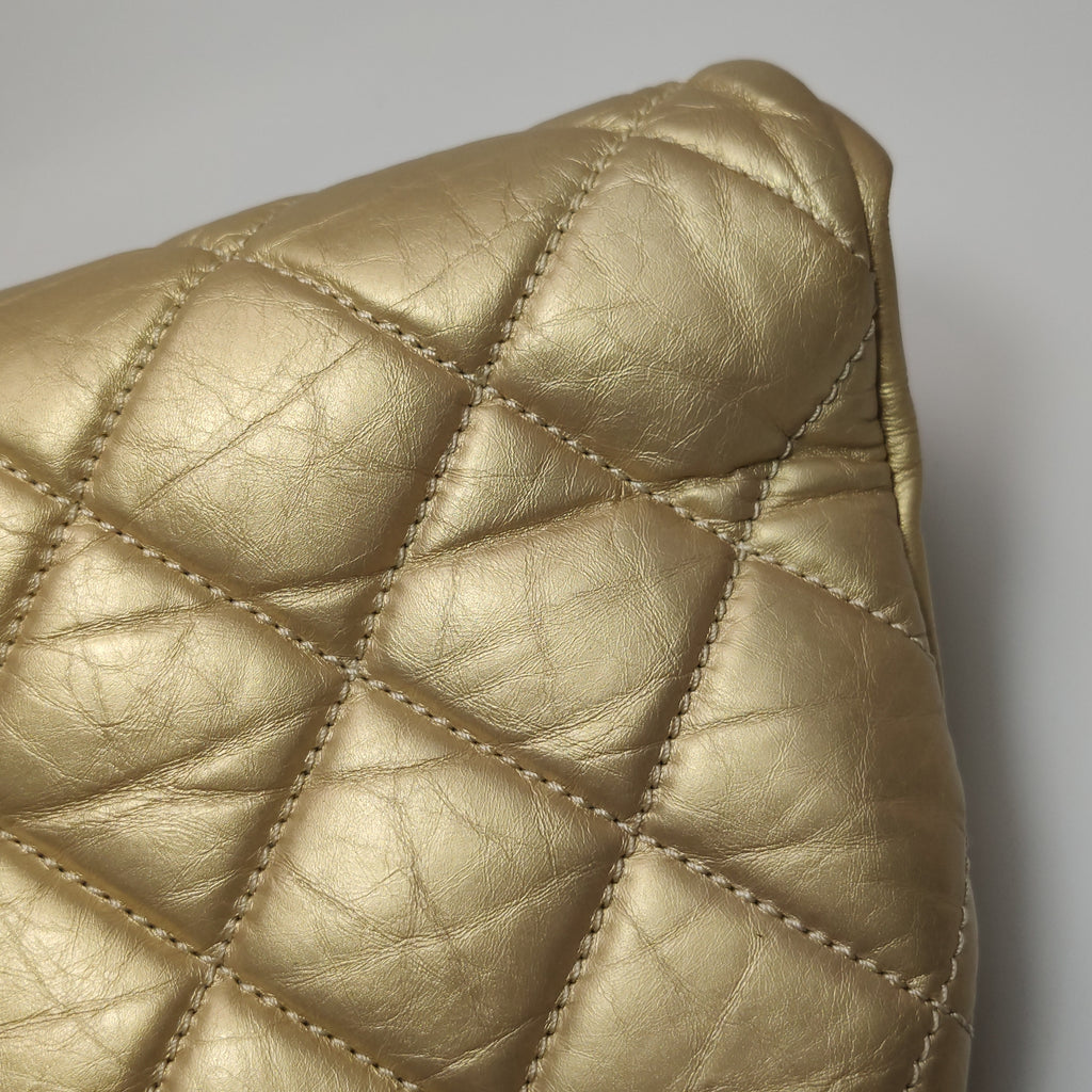 Chanel Just Mademoiselle Bowling Bag Metallic Gold Aged Calfskin