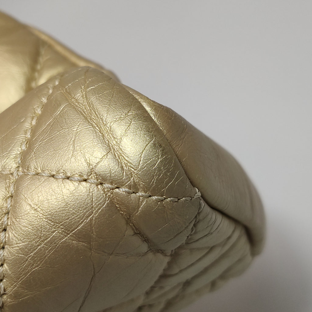 Chanel Just Mademoiselle Bowling Bag Metallic Gold Aged Calfskin