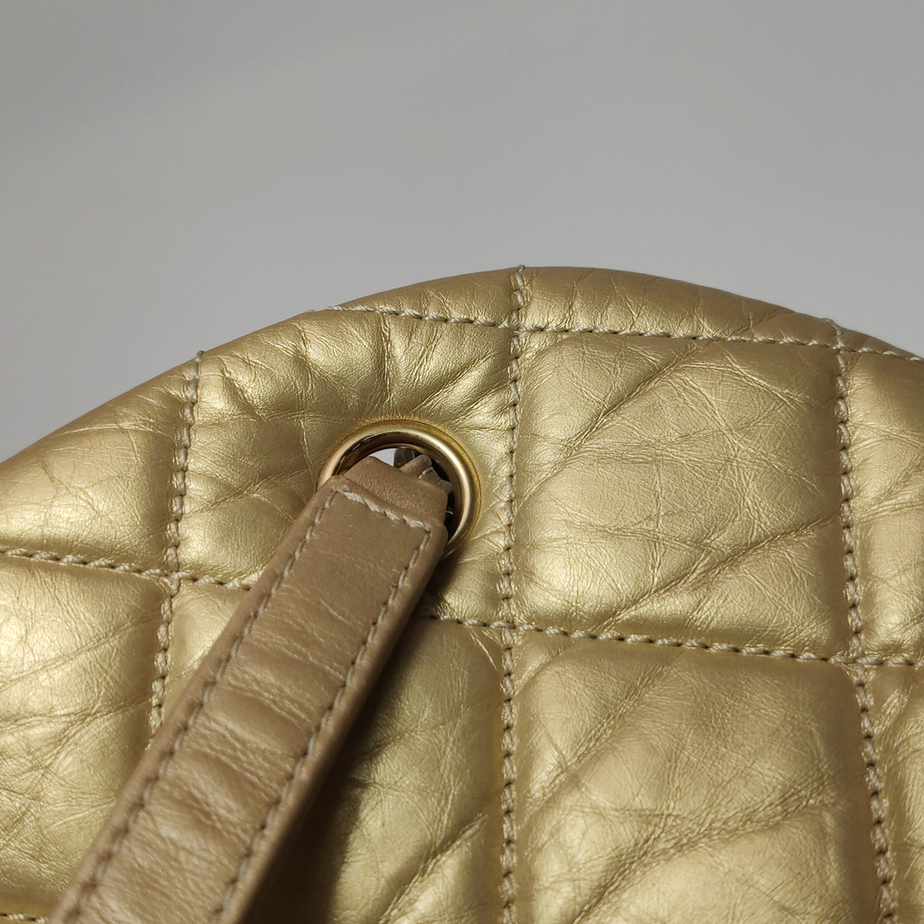 Chanel Just Mademoiselle Bowling Bag Metallic Gold Aged Calfskin