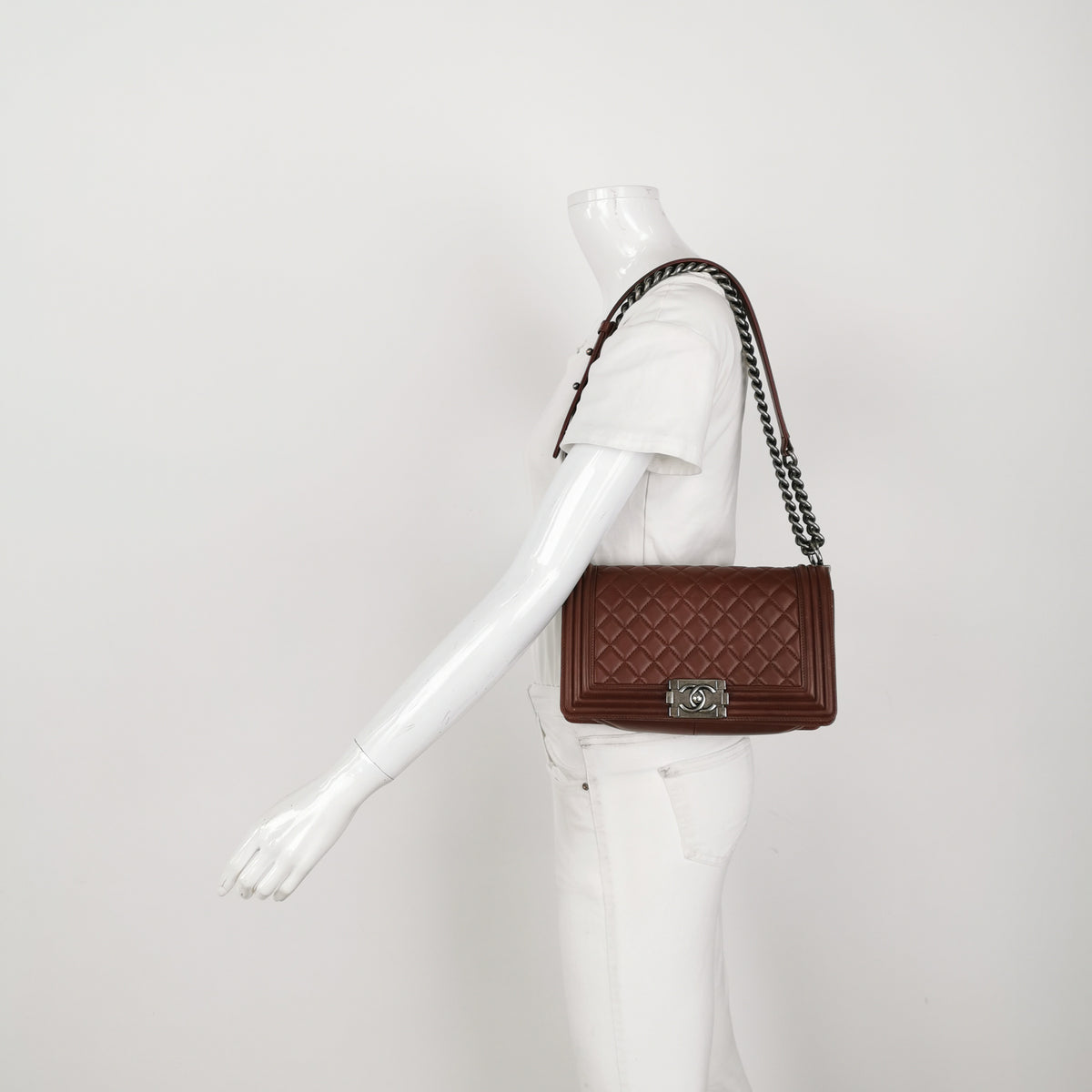 Chanel Boy Bag Medium Burgundy RHW