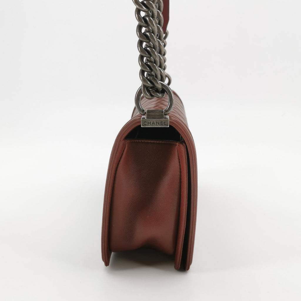 Chanel Boy Bag Medium Burgundy RHW