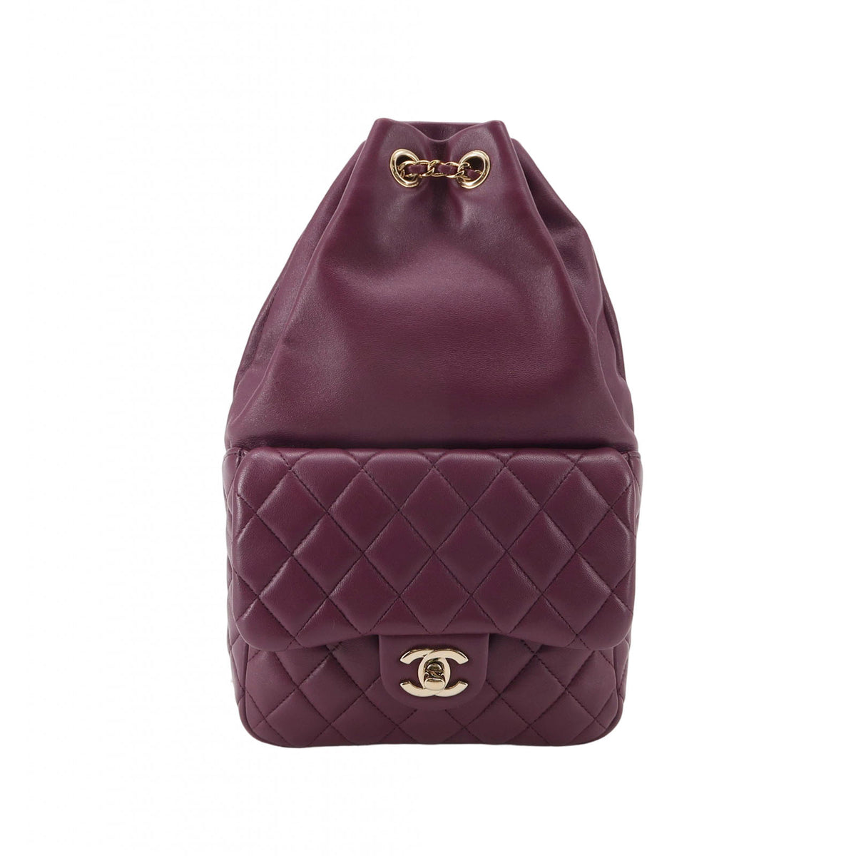 Chanel Lambskin Quilted Large in Seoul Backpack Purple