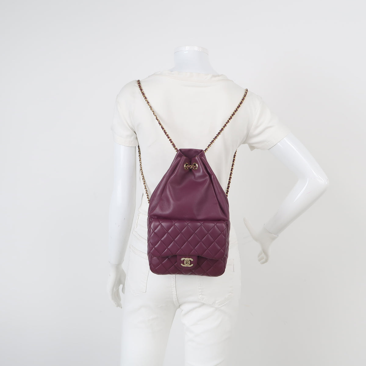 Chanel Lambskin Quilted Large in Seoul Backpack Purple