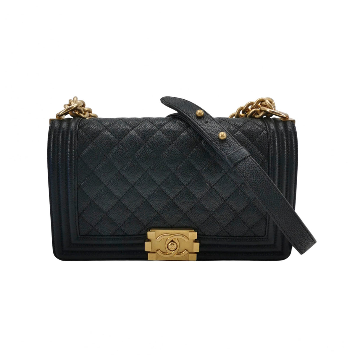 Chanel Boy Old Medium Caviar GHW