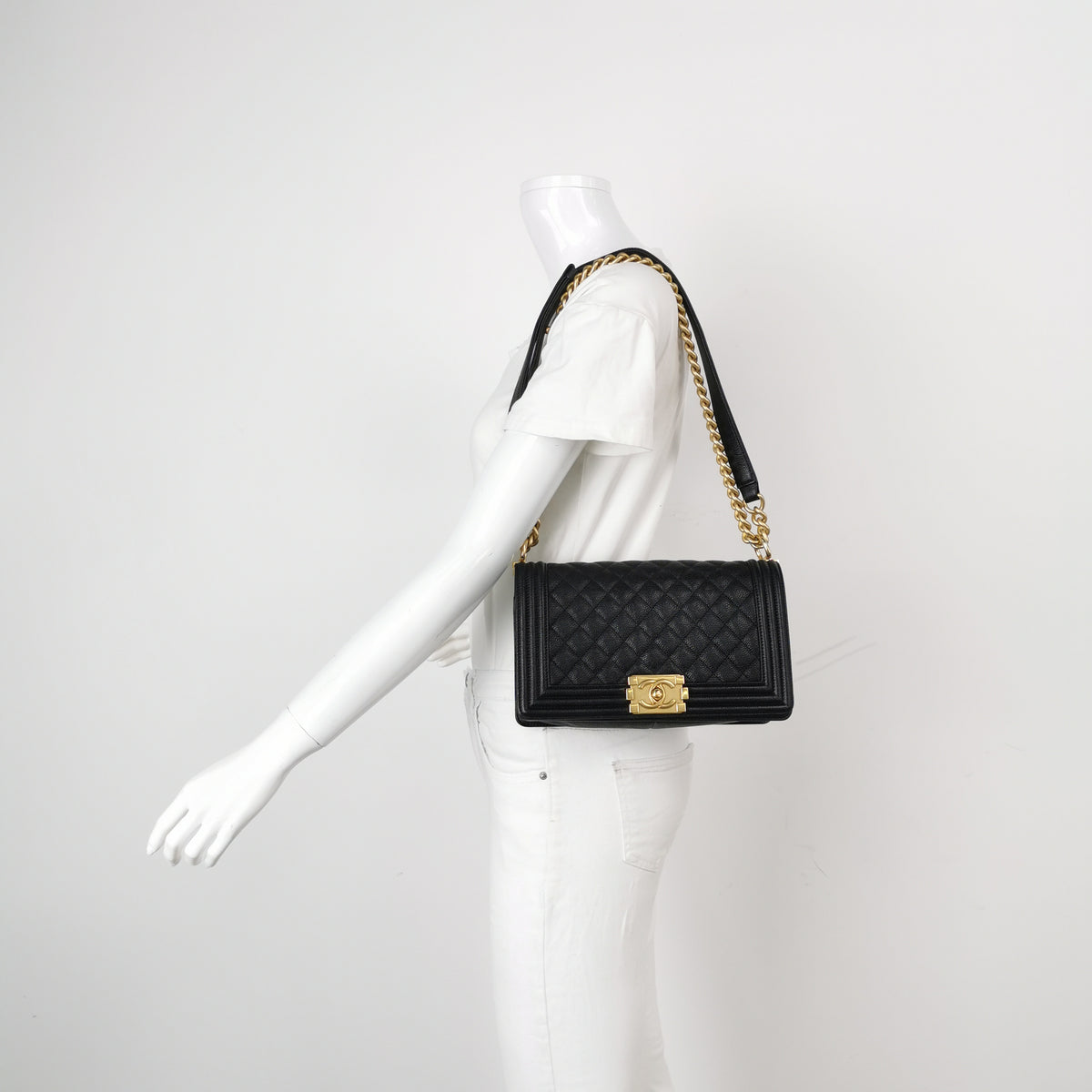 Chanel Boy Old Medium Caviar GHW