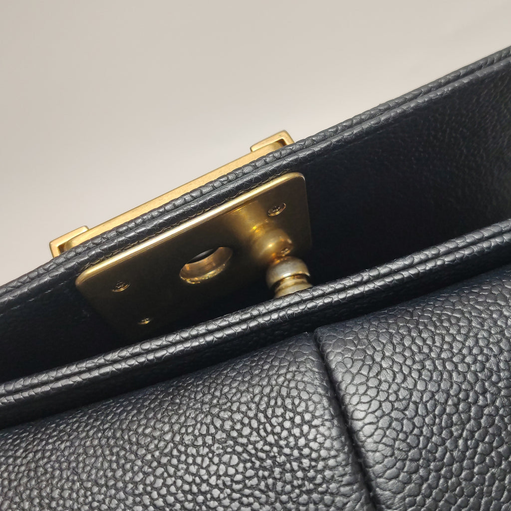Chanel Boy Old Medium Caviar GHW