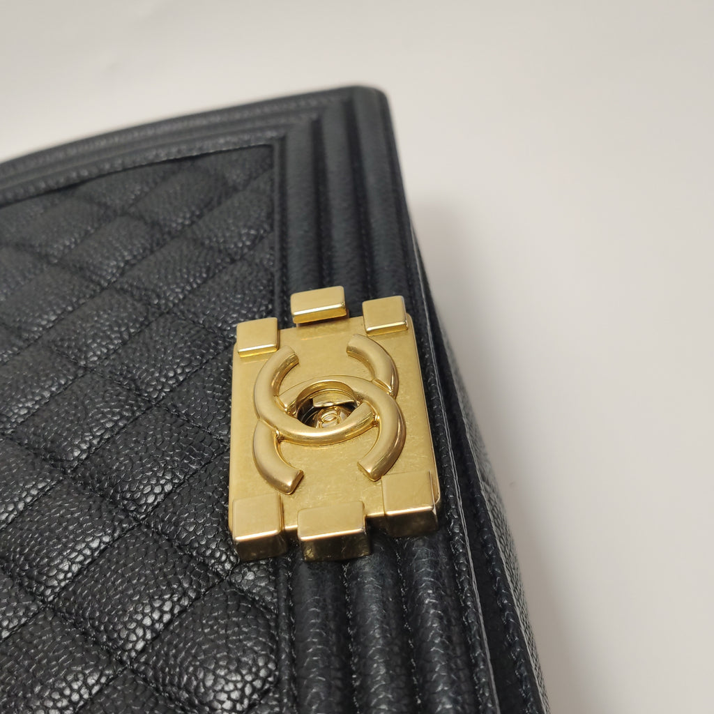 Chanel Boy Old Medium Caviar GHW