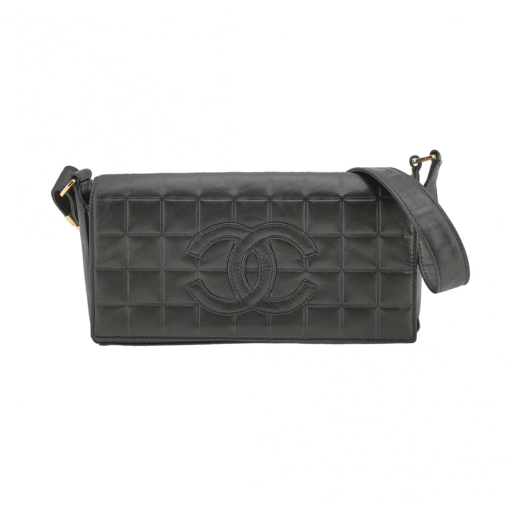 Chanel Chocolate Bar Shoulder Bag Lambskin Black