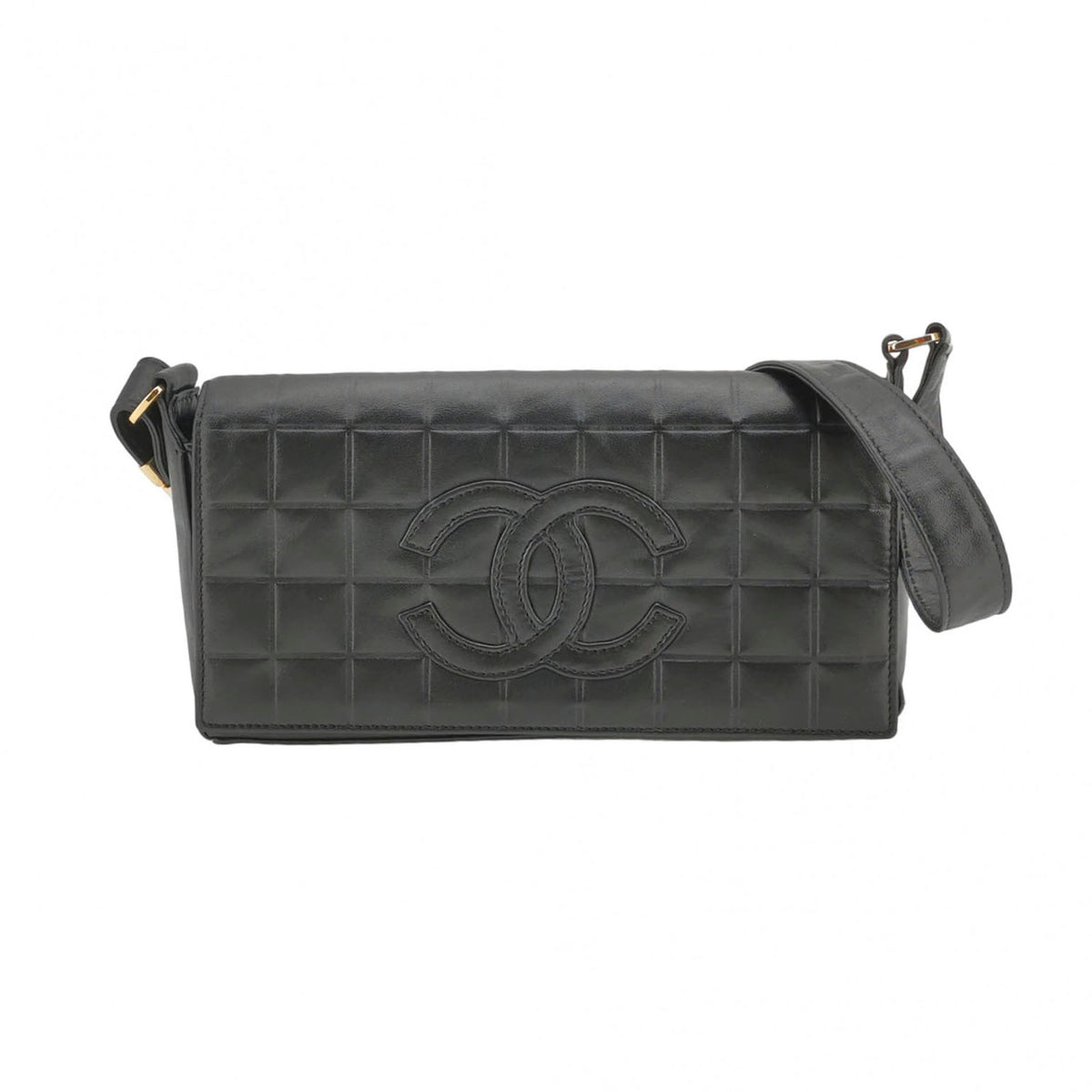 Chanel Chocolate Bar Shoulder Bag Lambskin Black