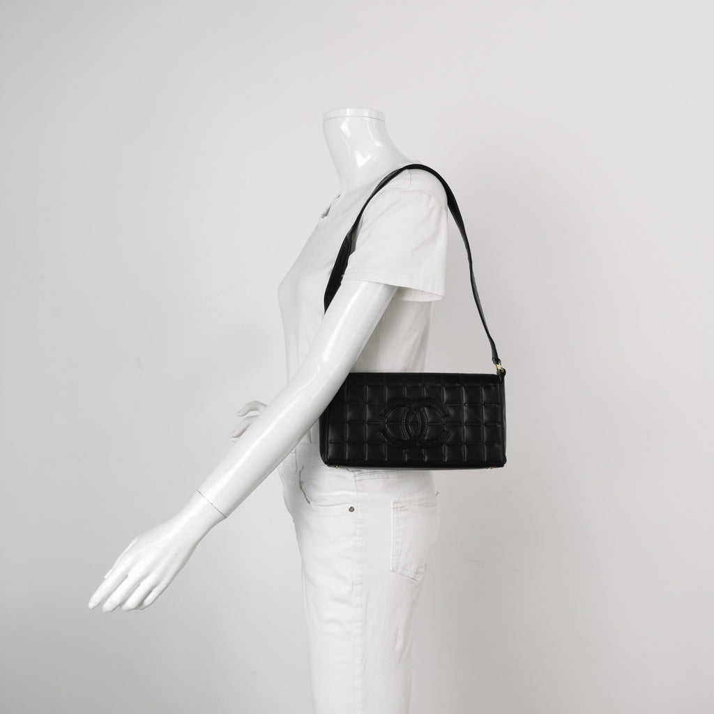 Chanel Chocolate Bar Shoulder Bag Lambskin Black