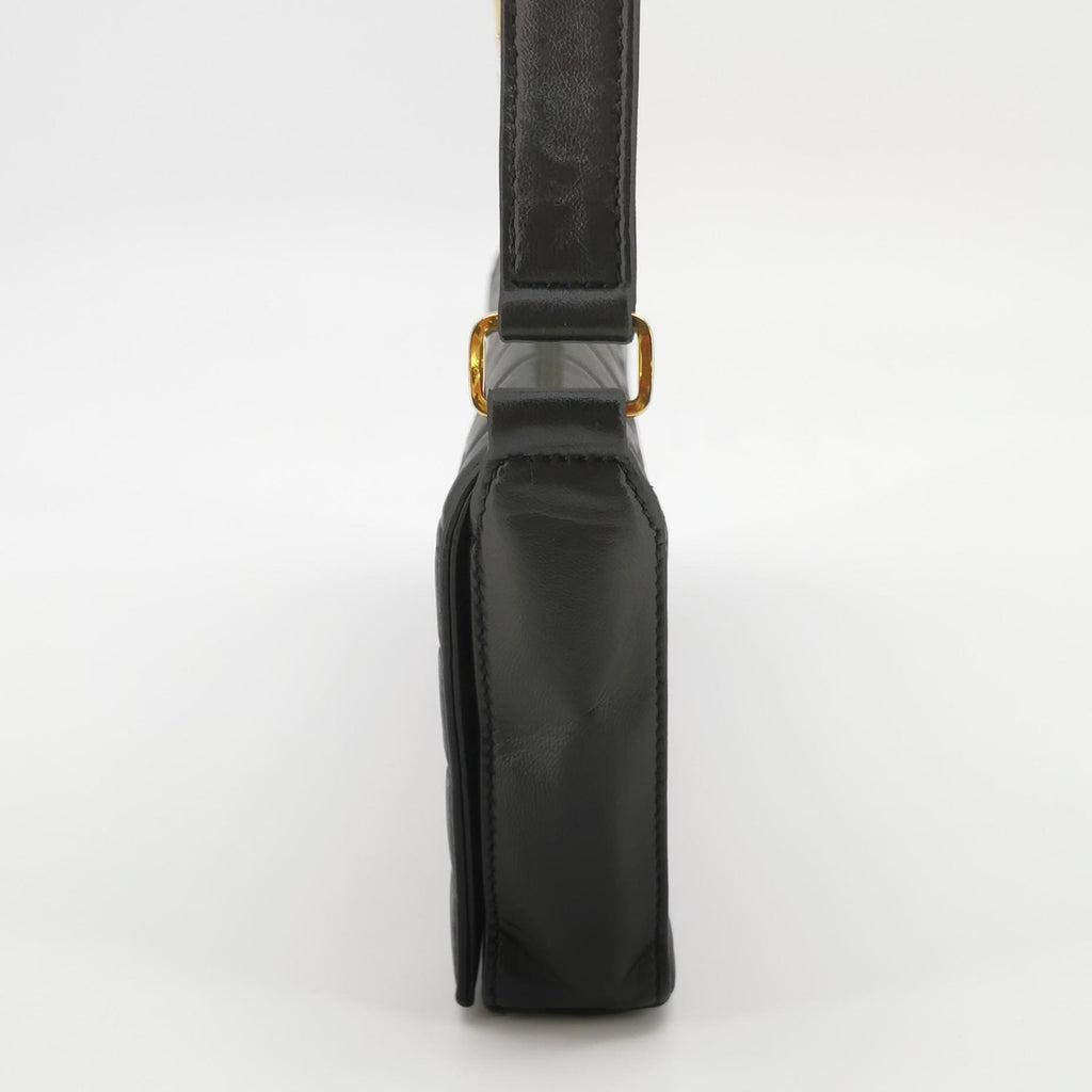 Chanel Chocolate Bar Shoulder Bag Lambskin Black