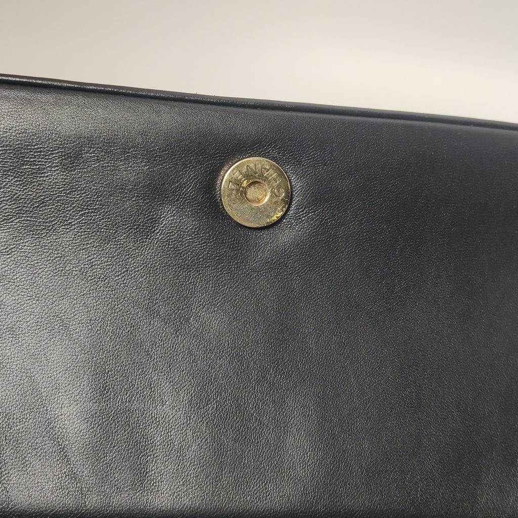Chanel Chocolate Bar Shoulder Bag Lambskin Black