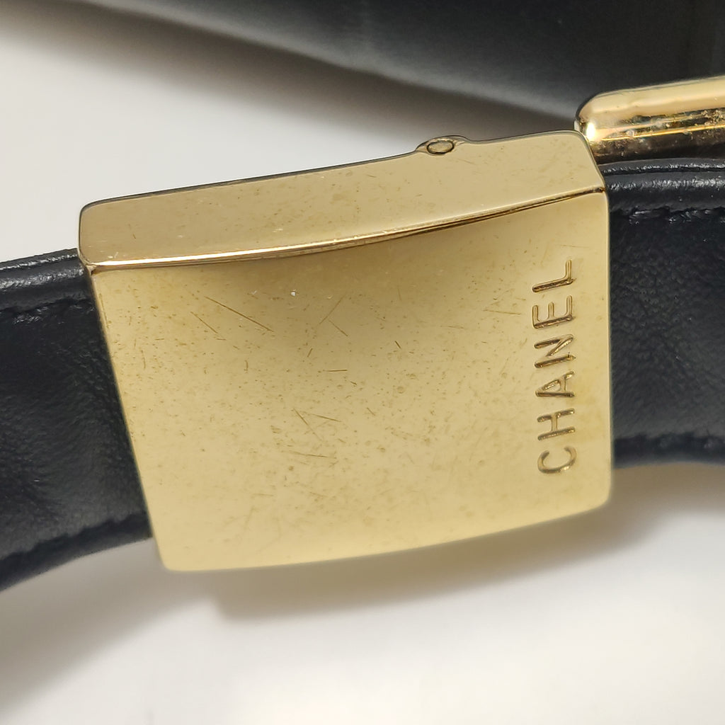 Chanel Chocolate Bar Shoulder Bag Lambskin Black