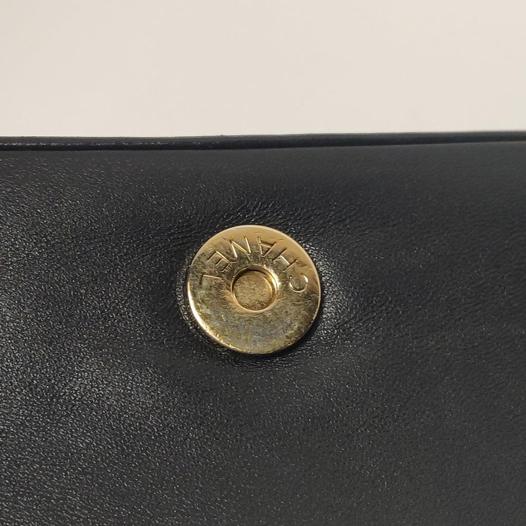 Chanel Chocolate Bar Shoulder Bag Lambskin Black
