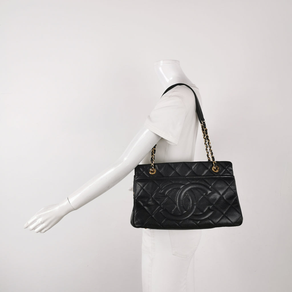 Chanel Quilted Timeless CC Soft Tote Caviar