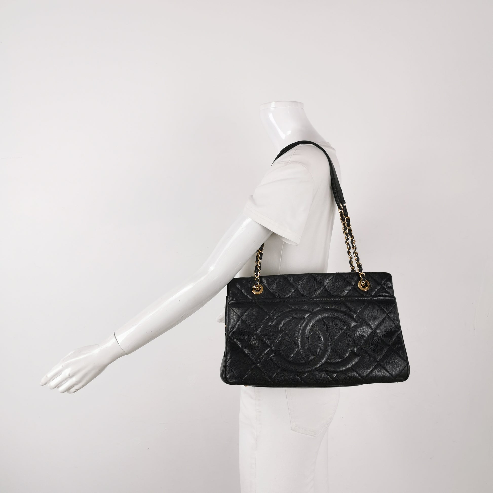 Chanel Quilted Timeless CC Soft Tote Caviar