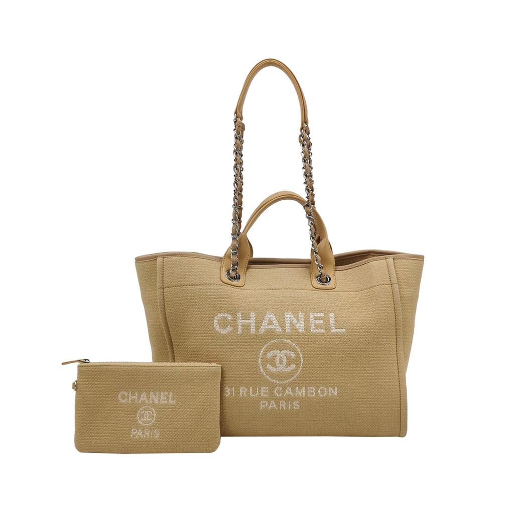Chanel Deauville Canvas Top Handle Beige